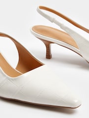 Long Tall Sally White Slingback Kitten Heels - Image 4 of 4
