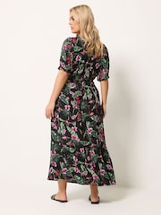 Yours Curve Black Shirred Neck Maxi Dress - Image 3 of 5
