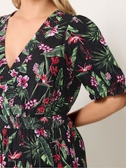 Yours Curve Black Shirred Neck Maxi Dress - Image 4 of 5