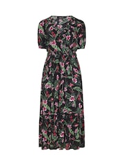 Yours Curve Black Shirred Neck Maxi Dress - Image 5 of 5