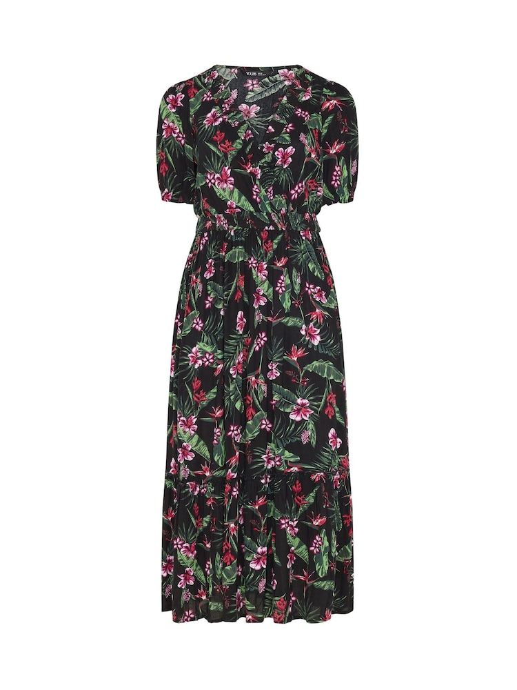Yours Curve Black Shirred Neck Maxi Dress - Image 5 of 5 Yours Curve Black Shirred Neck Maxi Dress - Image 5 of 5