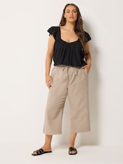 Yours Curve Brown Pull On Cropped Trousers - Image 2 of 5