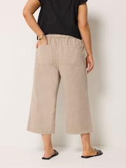 Yours Curve Brown Pull On Cropped Trousers - Image 3 of 5