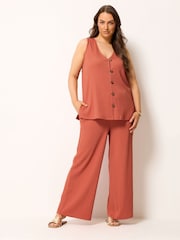 Yours Curve Orange Textured Waistcoat - Image 2 of 5