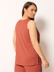 Yours Curve Orange Textured Waistcoat - Image 3 of 5