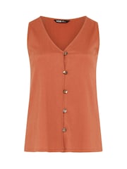 Yours Curve Orange Textured Waistcoat - Image 5 of 5