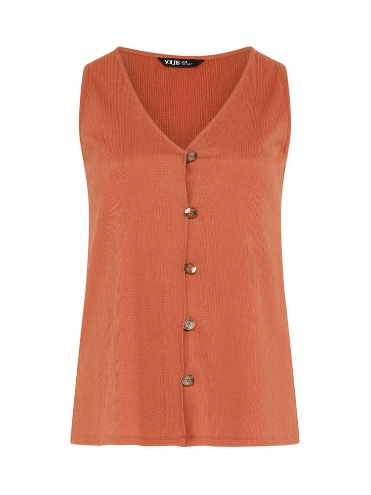 Yours Curve Orange Textured Waistcoat - Image 5 of 5
