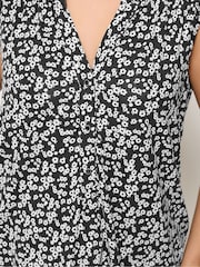 Yours Curve Black Ditsy Print Notch Neck Vest Top - Image 4 of 5
