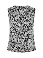 Yours Curve Black Ditsy Print Notch Neck Vest Top - Image 5 of 5