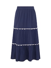 Yours Curve Blue Scallop Trim Maxi Skirt - Image 5 of 5