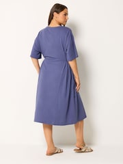 Yours Curve Blue Tie Side Throw On Dress - Image 3 of 6