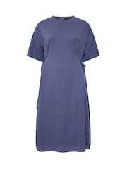 Yours Curve Blue Tie Side Throw On Dress - Image 5 of 6