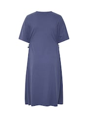 Yours Curve Blue Tie Side Throw On Dress - Image 6 of 6