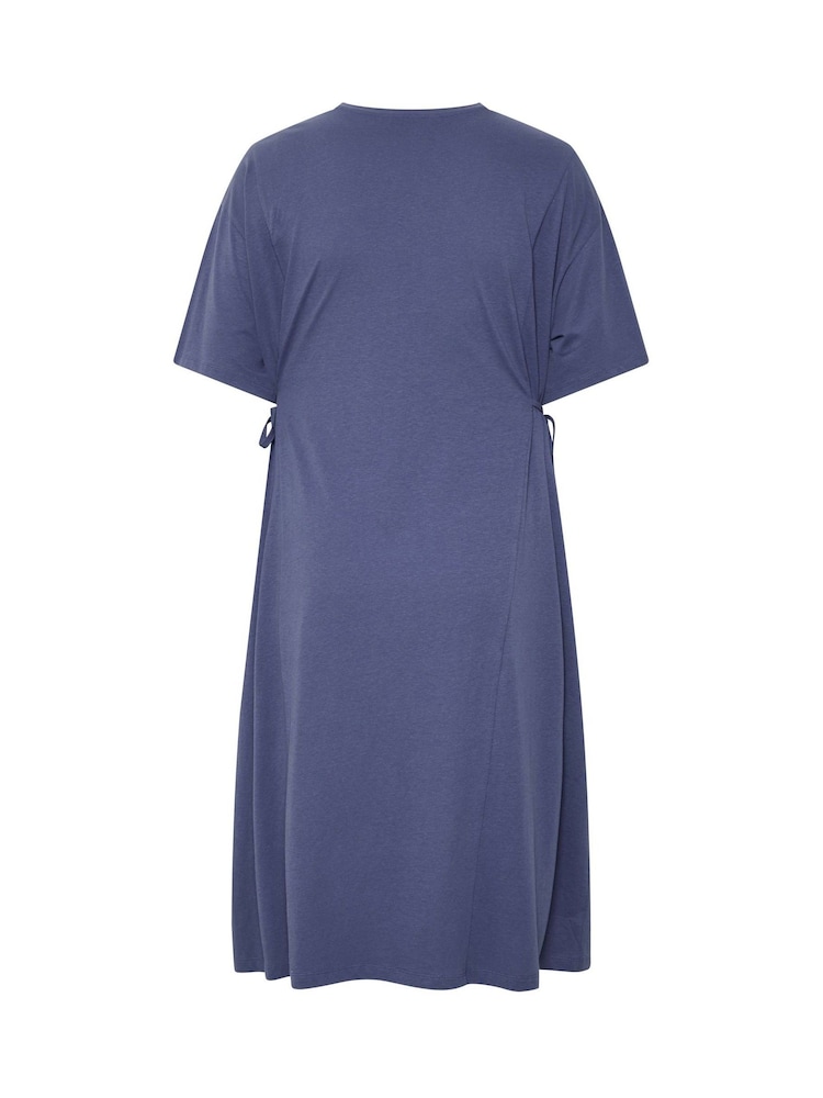 Yours Curve Blue Tie Side Throw On Dress - Image 6 of 6