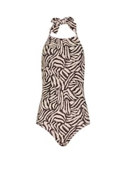 Long Tall Sally Natural Zebra Halterneck Swimsuit - Image 5 of 6