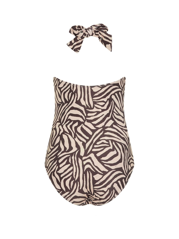 Long Tall Sally Natural Zebra Halterneck Swimsuit - Image 6 of 6 Long Tall Sally Natural Zebra Halterneck Swimsuit - Image 6 of 6