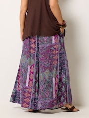 Yours Curve Purple Shirred Waist Wide Leg Trousers - Image 3 of 6