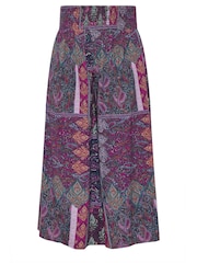 Yours Curve Purple Shirred Waist Wide Leg Trousers - Image 6 of 6