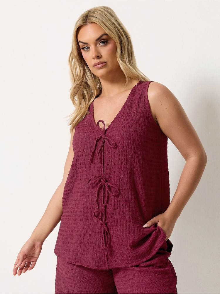 Yours Curve Red Textured Waistcoat - Image 1 of 5