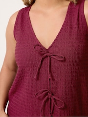 Yours Curve Red Textured Waistcoat - Image 4 of 5