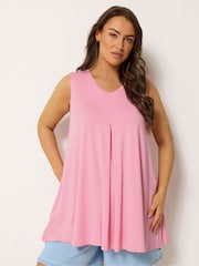 Yours Curve Pink Pleated Front Vest Top - Image 1 of 5