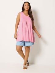 Yours Curve Pink Pleated Front Vest Top - Image 2 of 5