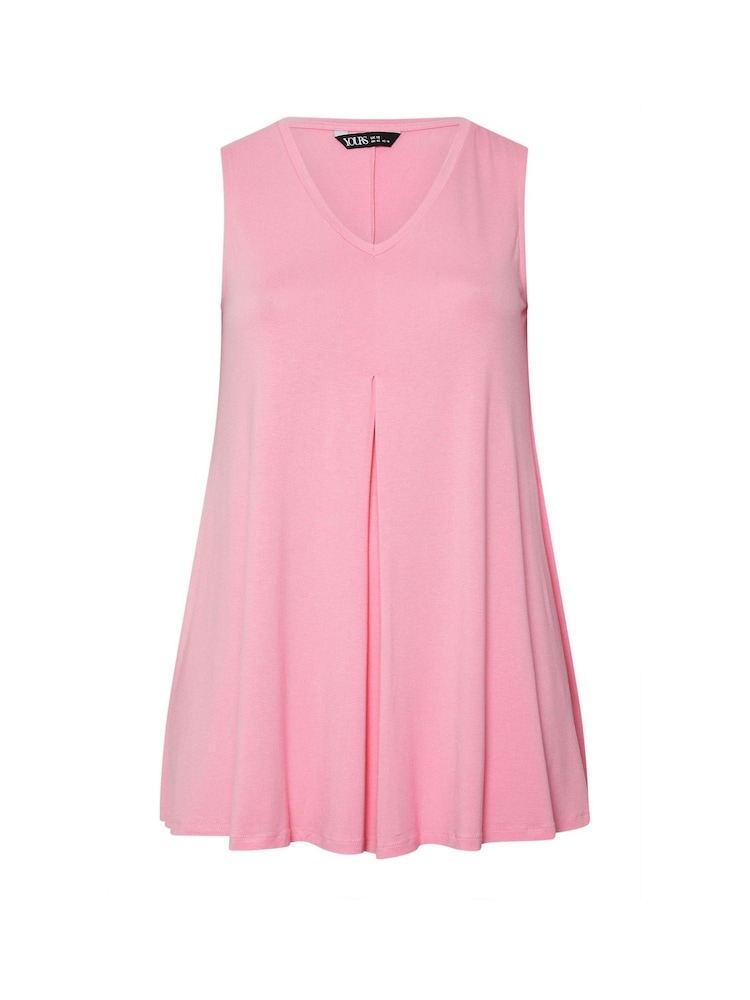 Yours Curve Pink Pleated Front Vest Top - Image 5 of 5