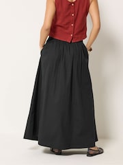 PixieGirl Petite Black Poplin Full Maxi Skirt - Image 3 of 5