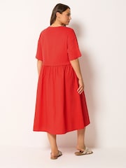 Yours Curve Orange Poplin 2 In 1 Midaxi Dress - Image 3 of 5