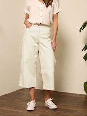 M&Co Cream Wide Leg Cropped Jeans - Image 1 of 6