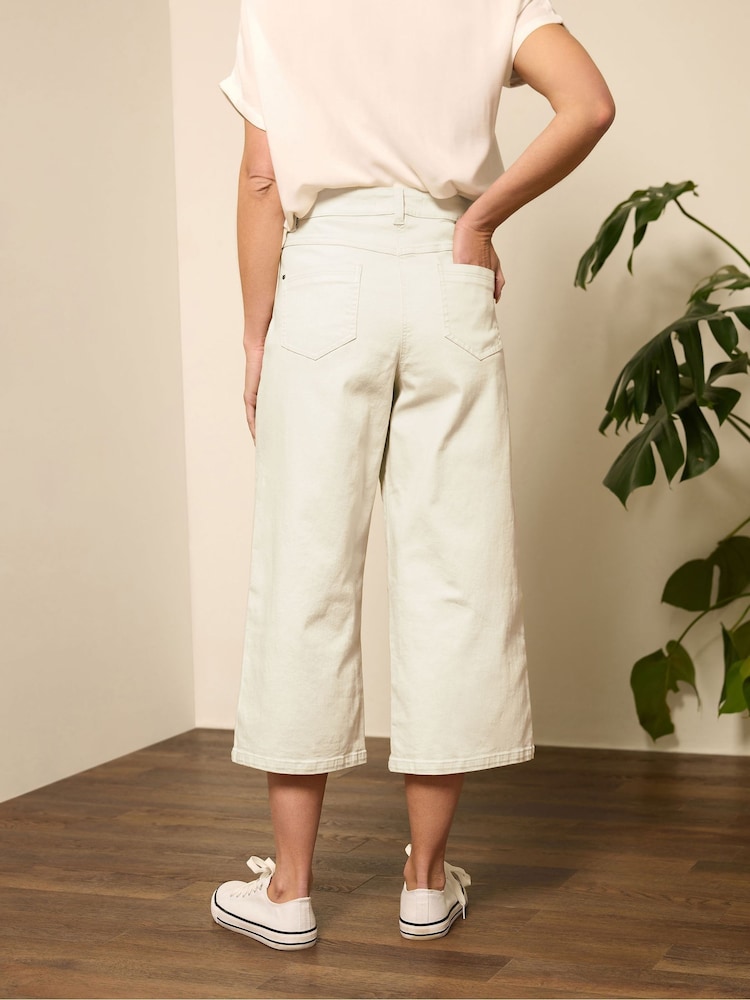 M&Co Cream Wide Leg Cropped Jeans - Image 2 of 6