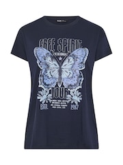 海軍藍心形 - Yours Curve Placement Print Core T-Shirt - 圖片 5/5