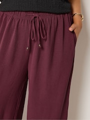 Yours Curve Purple Washed Twill Wide Leg Trousers - Image 4 of 5