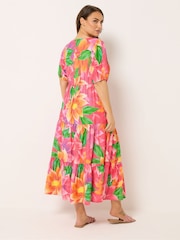 Yours Curve Pink Tiered Maxi Floral Dress - Image 3 of 5