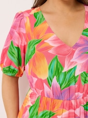 Yours Curve Pink Tiered Maxi Floral Dress - Image 4 of 5