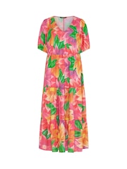 Yours Curve Pink Tiered Maxi Floral Dress - Image 5 of 5