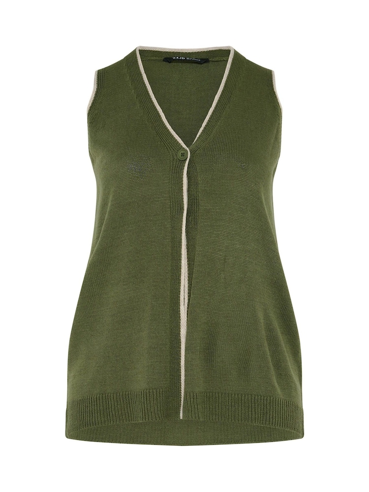 Yours Curve Green Stitch Waistcoat - Image 5 of 5