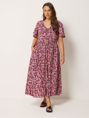 Yours Curve Pink Smock Crinkle Maxi Dress - Image 2 of 5
