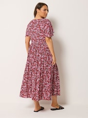 Yours Curve Pink Smock Crinkle Maxi Dress - Image 3 of 5