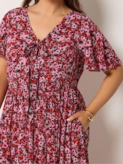 Yours Curve Pink Smock Crinkle Maxi Dress - Image 4 of 5