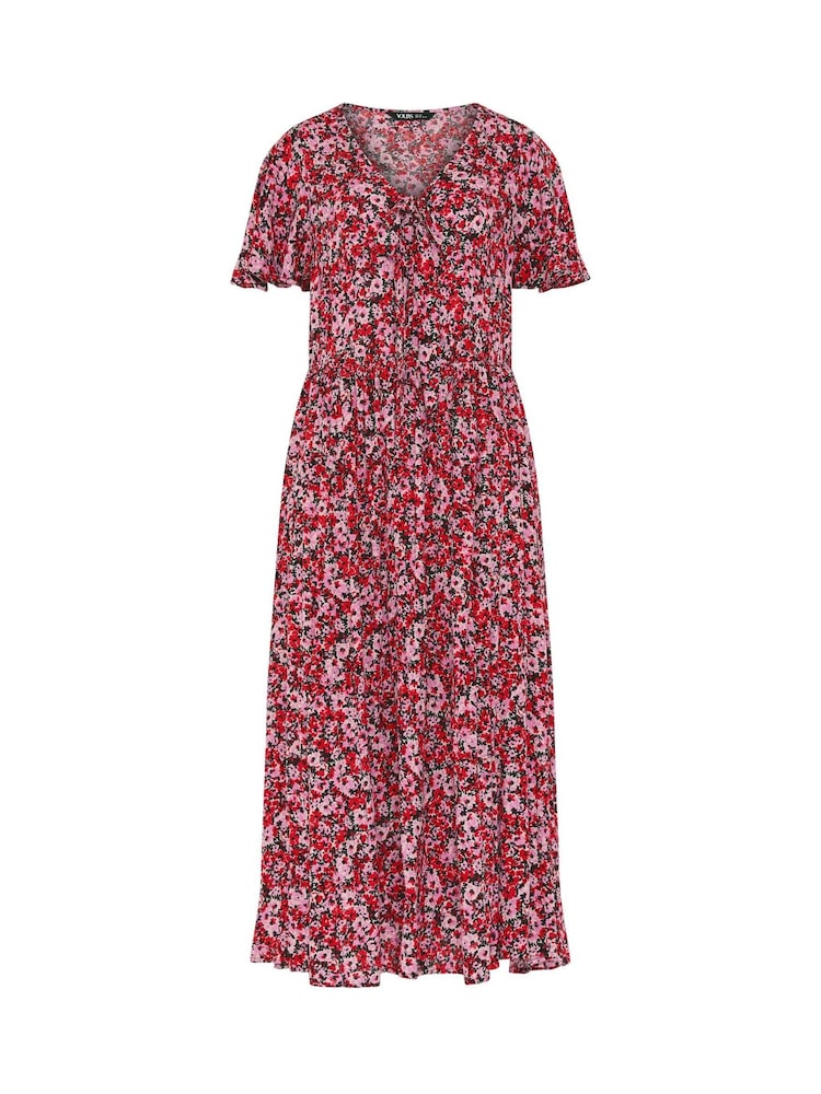 Yours Curve Pink Smock Crinkle Maxi Dress - Image 5 of 5 Yours Curve Pink Smock Crinkle Maxi Dress - Image 5 of 5