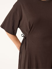 Yours Curve Brown Tie Side Throw On Dress - Image 4 of 6