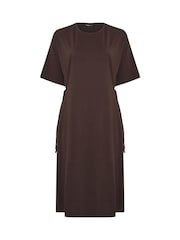 Yours Curve Brown Tie Side Throw On Dress - Image 5 of 6