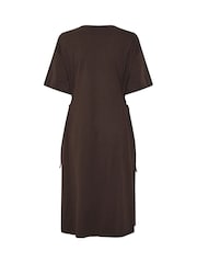 Yours Curve Brown Tie Side Throw On Dress - Image 6 of 6