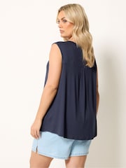 Yours Curve Blue Notch Neck Vest Top - Image 2 of 5