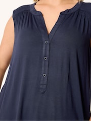 Yours Curve Blue Notch Neck Vest Top - Image 4 of 5