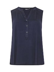 Yours Curve Blue Notch Neck Vest Top - Image 5 of 5
