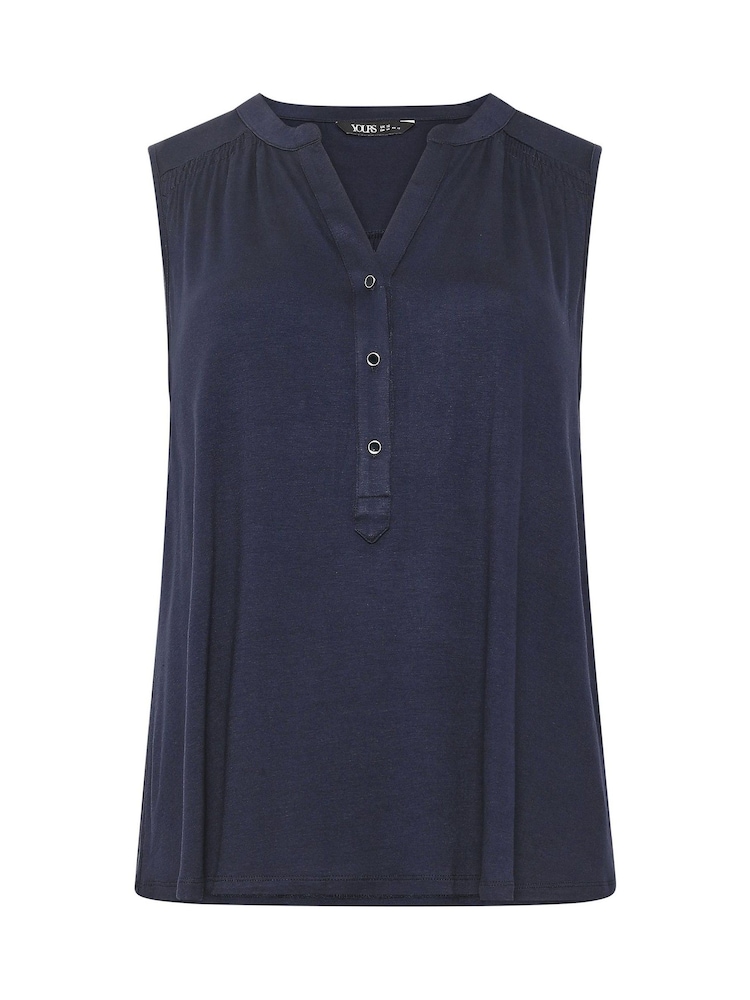 Yours Curve Blue Notch Neck Vest Top - Image 5 of 5 Yours Curve Blue Notch Neck Vest Top - Image 5 of 5