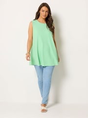 Yours Curve Green Soft Touch Ribbed Swing Top - Image 2 of 5