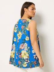 Yours Curve Blue Pleated Front Vest Top - Image 3 of 5